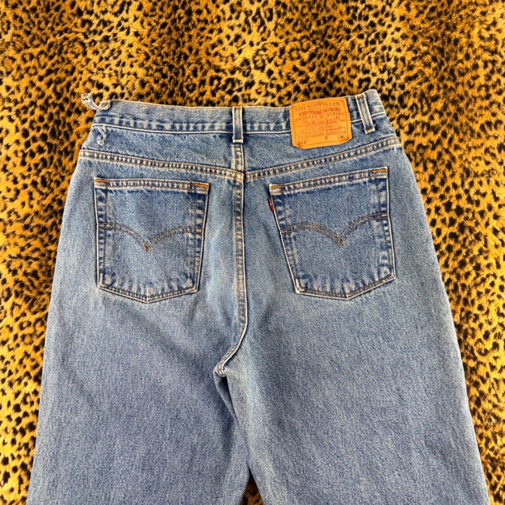 Vintage 90s Levis 512 Slim Fit Straight Leg Jeans Medium Wash Raw Hem 14 M